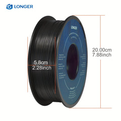 3kg PLA 3d Printing Filament - 3 Rolls, 1.75mm, 1kg Per Roll - LONGER Black for All 3d Printers and 3d Printing Pen