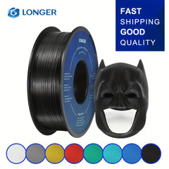 3kg PLA 3d Printing Filament - 3 Rolls, 1.75mm, 1kg Per Roll - LONGER Black for All 3d Printers and 3d Printing Pen