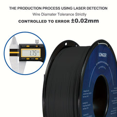 LONGER 3kgs 6.6LB PLA Black 3 Rolls (1KGS 2.2LB Per Roll) 3d Printing Filament, 1.75mm, For All 3d Printers or 3d Printing Pens