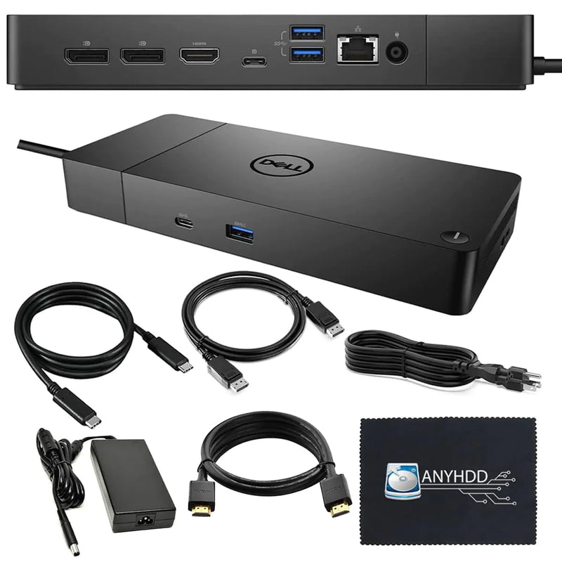 Dell WD19S Docking Station 130W (90W Power Delivery) - Dell Docking Station for Dell Laptop with 130W Power Adapter + HDMI Cable + DisplayPort Cable + USB-C Cable + Microfiber Cloth (Renewed)