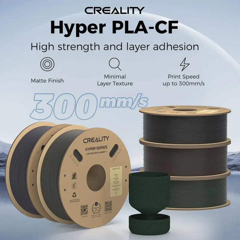 Creality Hyper PLA-CF Filament 1.75mm High Speed 300mm/s Matte Finish Upgrade 3D Printer Filament 1KG