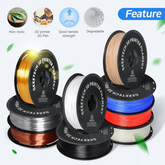 GEEETECH 5Kg 3D Silk PLA Filament 1.75mm High Gloss Surface Neat Wrapped Dimensional Accuracy /-0.02mm Vacuum Packaging