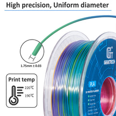 GEEETECH 5Kg 3D Silk PLA Filament 1.75mm High Gloss Surface Neat Wrapped Dimensional Accuracy /-0.02mm Vacuum Packaging
