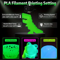 1.75mm PLA Luminous 3D Printer Filament, 200g(0.44L）Spool, Glow in the Dark, for FDM Printers