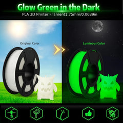 1.75mm PLA Luminous 3D Printer Filament, 200g(0.44L）Spool, Glow in the Dark, for FDM Printers