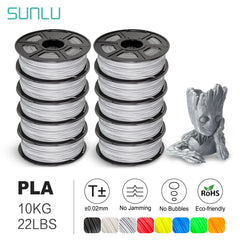 SUNLU 10KG 3D Filament PLA /PLA PLUS Filament 10kg 22 lbs 1.75mm 3D Printer Filament Environmentally friendly High strength PLA