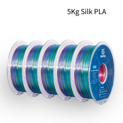 GEEETECH 5Kg 3D Silk PLA Filament 1.75mm High Gloss Surface Neat Wrapped Dimensional Accuracy /-0.02mm Vacuum Packaging