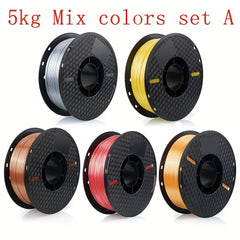 5 KG Silk PLA Filament 1.75 Mm For 3D Printer, Metal-Like Shiny Consumable 1 Kg (2.2 Lbs) 1 Spool 3D Printer Material